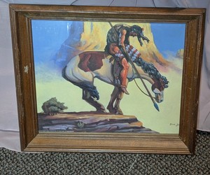 Vintage Framed Western Art Print - End of the Trail by Dick Jordan