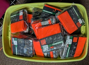 Bulk Lot of Packaged ZAN Headgear Blaze Orange & Camo Bandanas