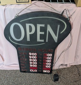 LED Illuminated OPEN & Business Hours Hanging Display Sign 