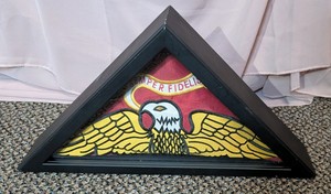 USMC Semper Fidelis Triangular Military Flag  Shadowbox Display Case