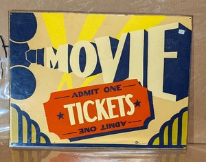 Vintage Style Movie Tickets - Admit One Metal Cinema Sign - 24x18