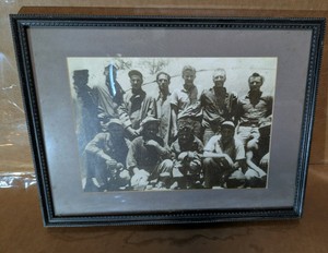 Vintage Framed Black-and-White Military Servicemen Group Photograph