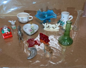 Assorted Home Decor Lot - Art Glass, Porcelain Figurines, Mugs & Cookie Cutters