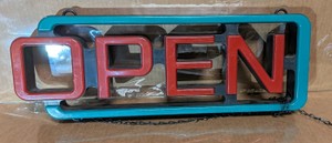 Vintage Style Molded Plastic OPEN Hanging Commercial Sign 