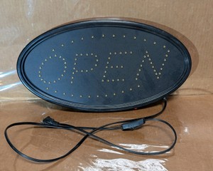 Oval LED Illuminated OPEN Commercial Hanging Window Sign