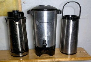 Hamilton Beach Commercial Coffee Urn and Stainless Thermal Carafes 3-Piece Lot