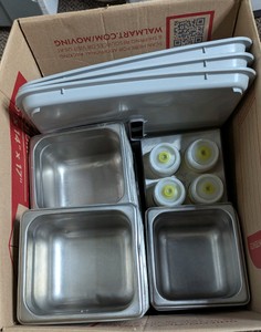 Commercial Stainless Steel Food Prep Pans with Squeeze Bottle Dispenser Rack
