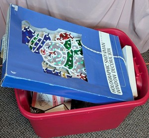 Tote Lot of Collectibles - 1974 Avon Christmas Plate, Simpsons Tin & Decor