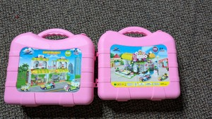  Building Brick Lego Playsets in Pink Carrying Cases - Set of 2