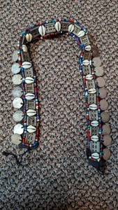 Vintage Kuchi Tribal Embroidered Cowrie Shell & Coin Choker  Headband