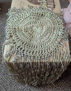 Vintage Metallic Crochet Beaded Flapper-Style Skullcap  Cloche
