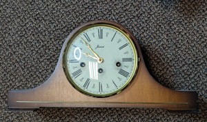 Vintage 1970s W. Haid Mechanical Tambour Mantel Clock