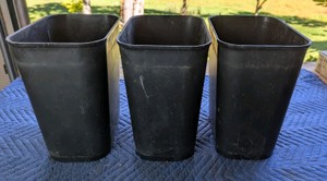Black Plastic Rectangular Wastebaskets 3-Piece Lot