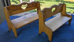 Rustic Wooden Heart Cutout Display Benches 