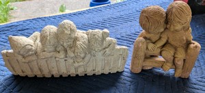 Cast Stone Children Garden Statues 2-Piece Lot