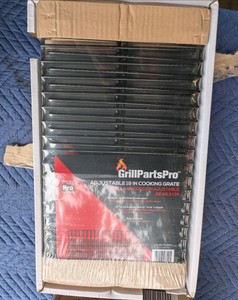 GrillPartsPro Adjustable 19-Inch Porcelain-Coated Cooking Grates 8-Pack
