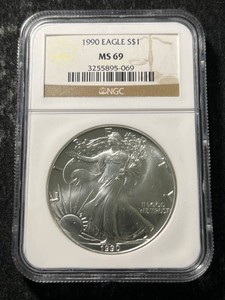 1990 AMERICAN SILVER EAGLE NGC MS69