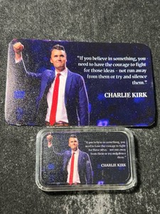 1 TROY OZ .999 FINE SILVER CHARLIE KIRK BAR IN AIRTITE