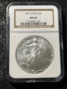1991 AMERICAN SILVER EAGLE NGC MS69