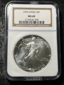 1992 AMERICAN SILVER EAGLE NGC MS69