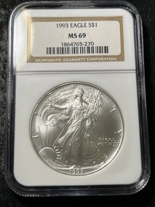 1993 AMERICAN SILVER EAGLE NGC MS69