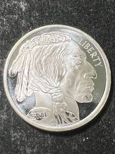 1 TROY OZ .999 FINE SILVER BUFFALO INDIAN ROUND