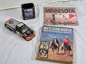 Western Horse and Horsemans Digest, 1994 Minnesota Sportsmans Calendar, Racing Champions Diecast Truck, and Decorative Pen Holder