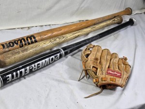Rawlings Baseball Glove (For on Right Hand) and Baseball Bats