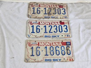 Montana License Plates Including 1981 and 1983 Variants