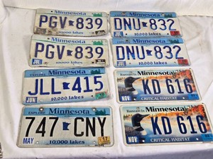 Lot of Minnesota License Plates