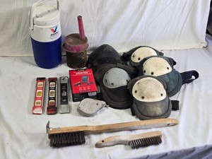 Valvoline Cooler Jug, Knee Pads, Levels, Universal Power Adapter and Wire Brushes