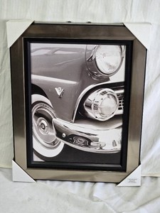Framed Black and White Car Photograph
