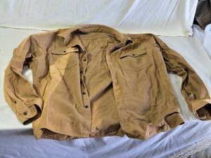 Tan Long-Sleeve Shirt with Button Front and Two Chest Pockets Chest 48 Sleeve 35