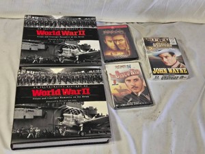 World War II History and DVD Movie Lot with Western Films and Biographies
