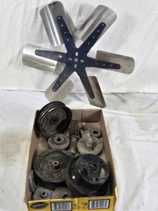 Box of Automotive Parts Including Fan Blade