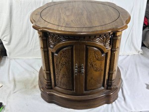 Round Wooden End Table Cabinet