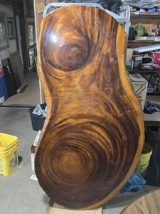 Live Edge Wood Slab Table Top with Metal Support - Very Heavy - No Legs