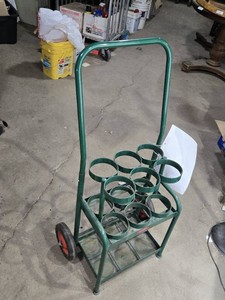 Green Metal Oxygen Tank Cylinder Tank Dolly Cart with Wheels