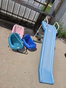 Blue Childrens Slide and Swings