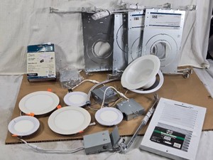 Juno LED Recessed Lighting Can Housings and Trims, Altus Baseboard Register, and Patriot LED Tape Light - Untested