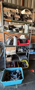 Metal shelf (85 x 36 x 12) w parts