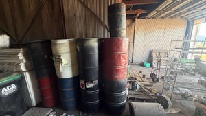 (6) Steel Drums & (3) Plastic drums
