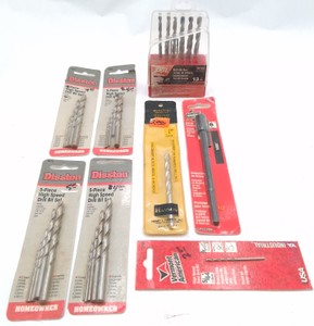 Assorted Drill Bit Sets with Disston, Vermont American & Masonry Bits