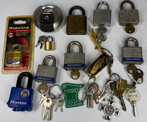 Vintage Master Lock Padlocks & Assorted Keys Collection