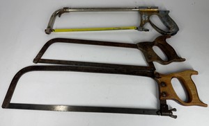 Vintage Bow Saw Group with Wood & Metal Handles