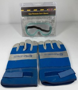 Husqvarna Work Gloves & KT Industries Clear Perforated Safety Goggles