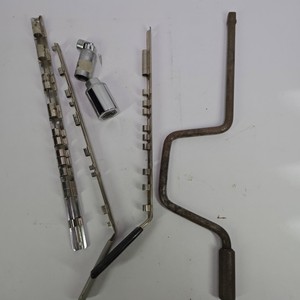 Vintage Socket Tool Group with Socket Rails, Spark Plug Sockets & Speed Handle