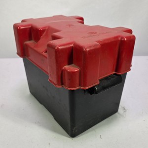 Heavy-Duty Plastic Battery Box with Red Lid