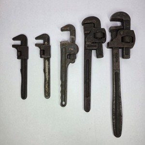 Vintage Pipe Wrench Group with Stillson & Heavy Duty Adjustable Wrenches
