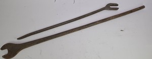 Vintage Oversized Open-End Wrench & Long Forged AlignmentPry Bar Tool Group